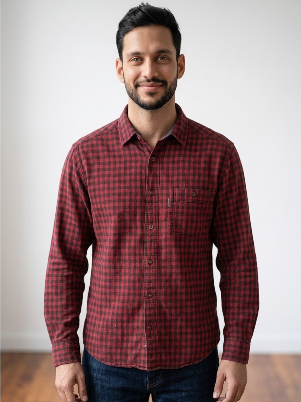 Woolrich Mens Red Black Buffalo Check Flannel Button Down Shirt Size M Medium